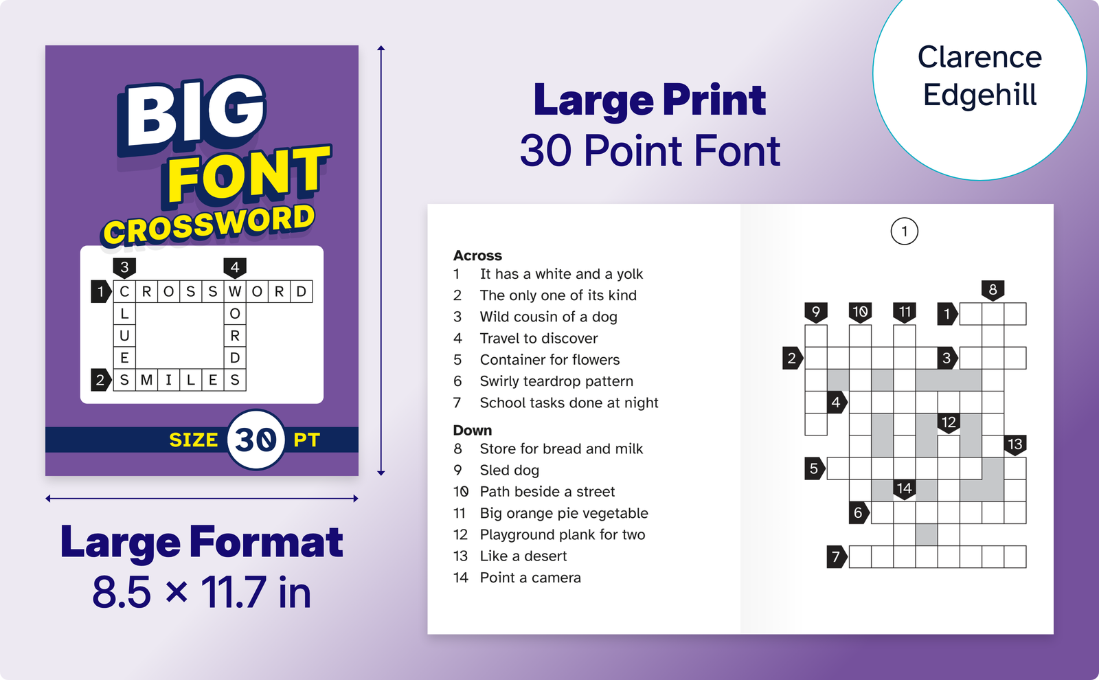 Big Font Crossword – cover and a sample interior page
