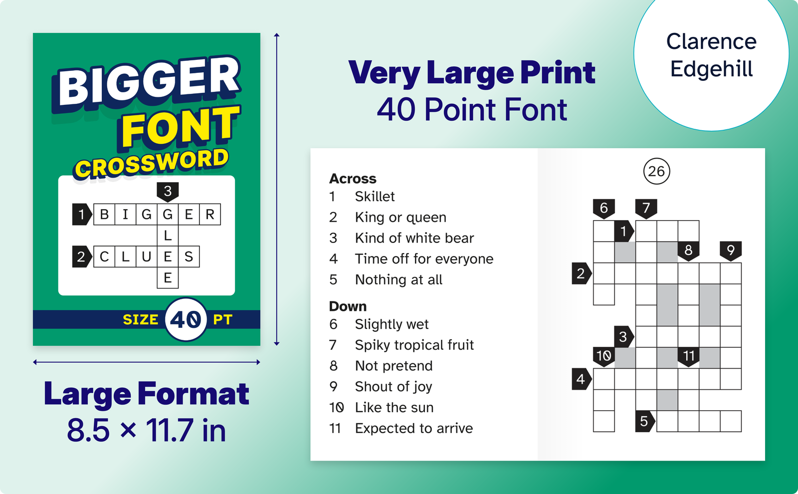 Bigger Font Crossword – cover and a sample interior page